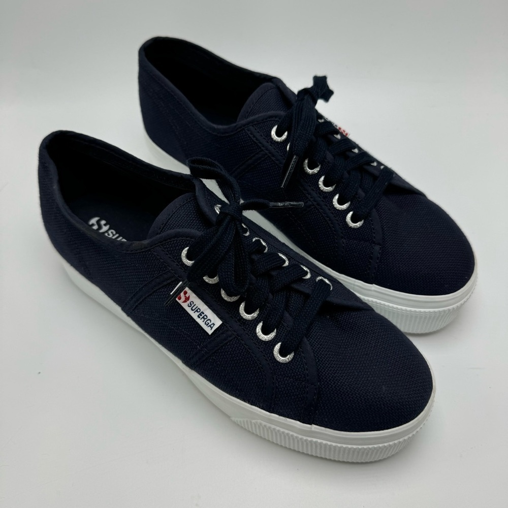 Superga 90s Platform Sneakers Navy Blue 2790A Casual Shoe Size 40 US Size 9